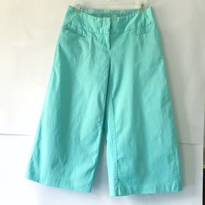 Wide Leg High Waist Cropped Pants, Tiffany Blue